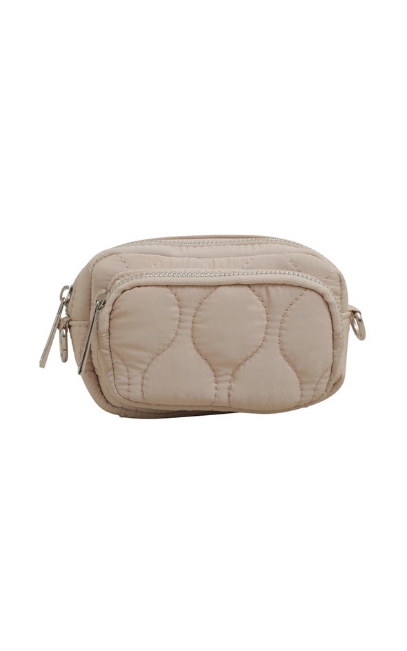 Nylon Quilted Tote Beige