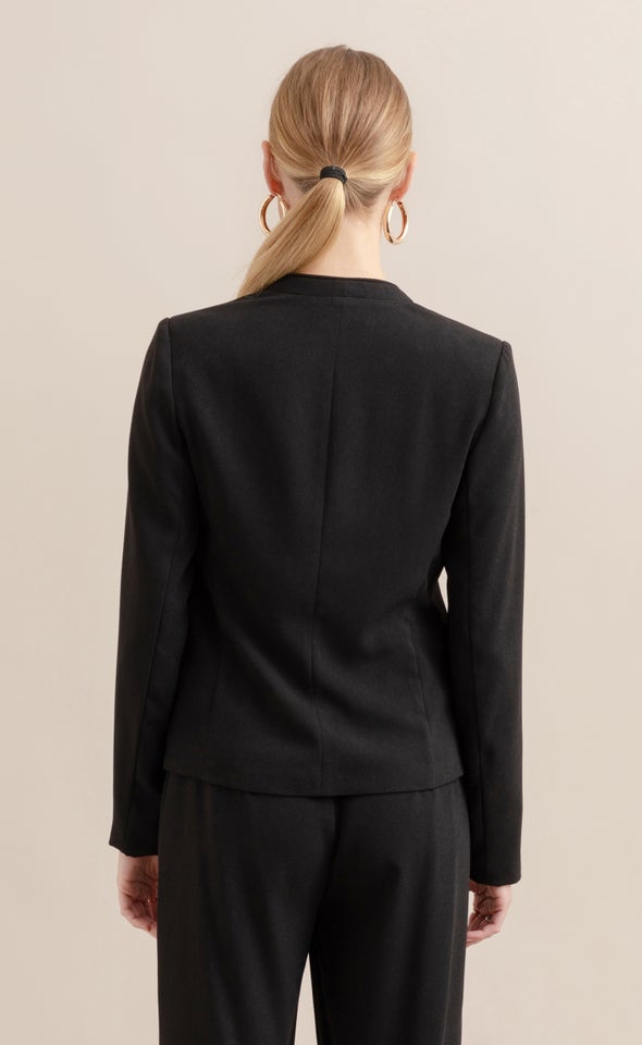 Open Blazer with Trim Black