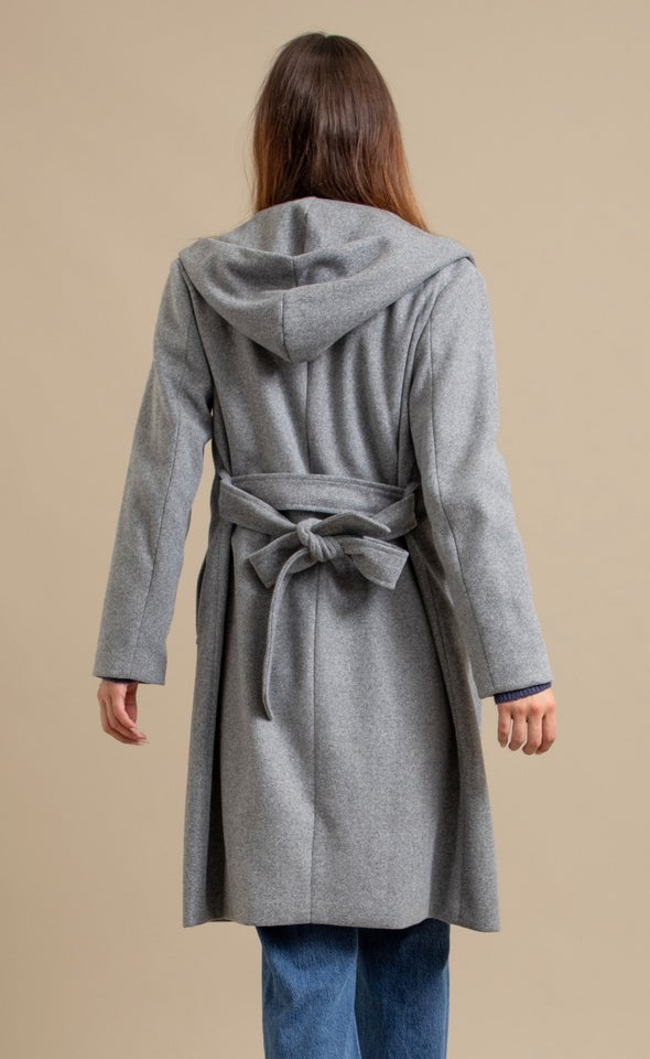 Open Coat with Hood Grey