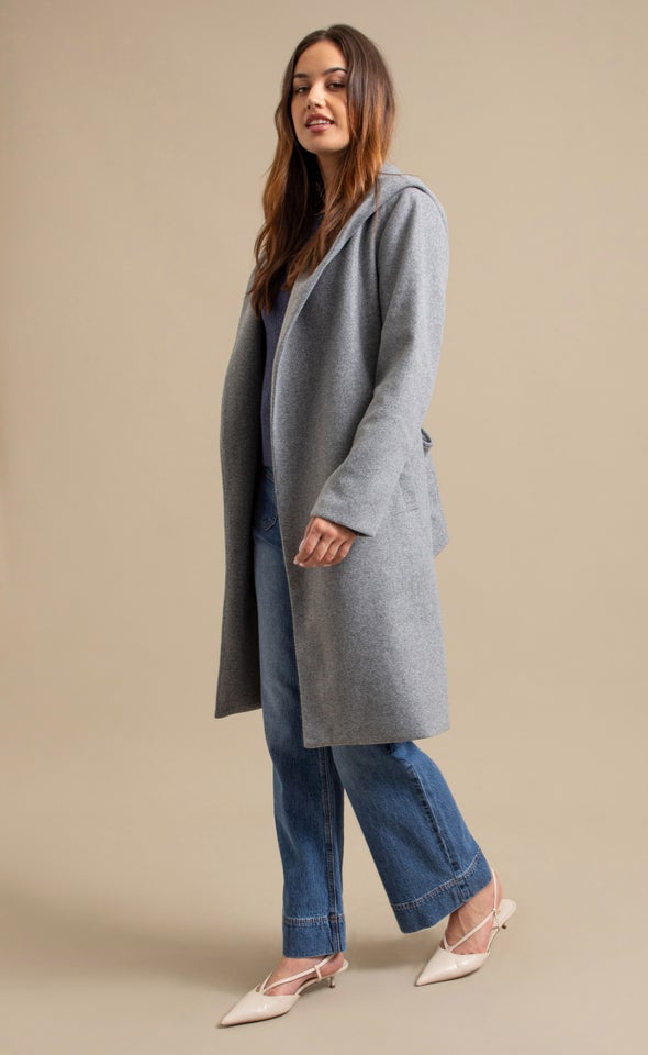 Open Coat with Hood Grey
