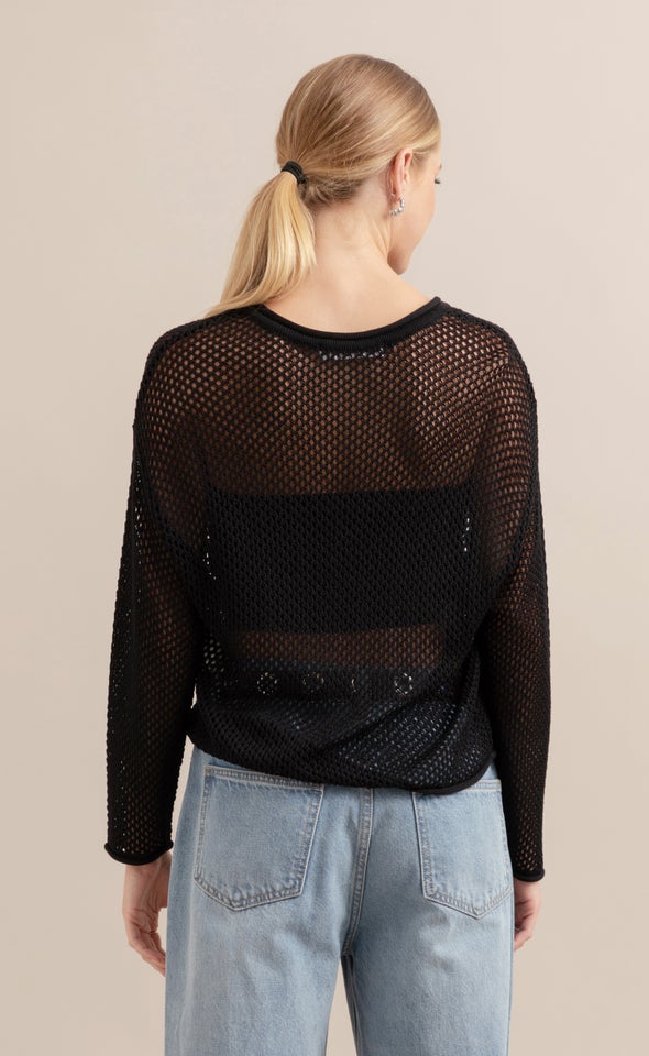 Open Knit Sweater Black