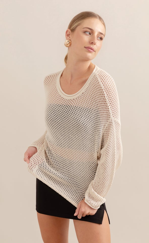 Open Knit Sweater Natural