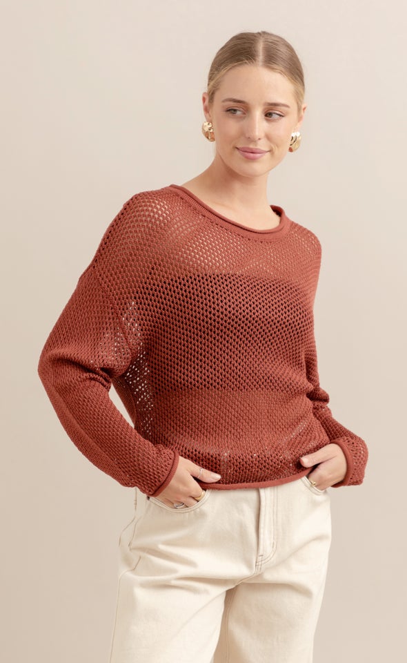 Open Knit Sweater Spice