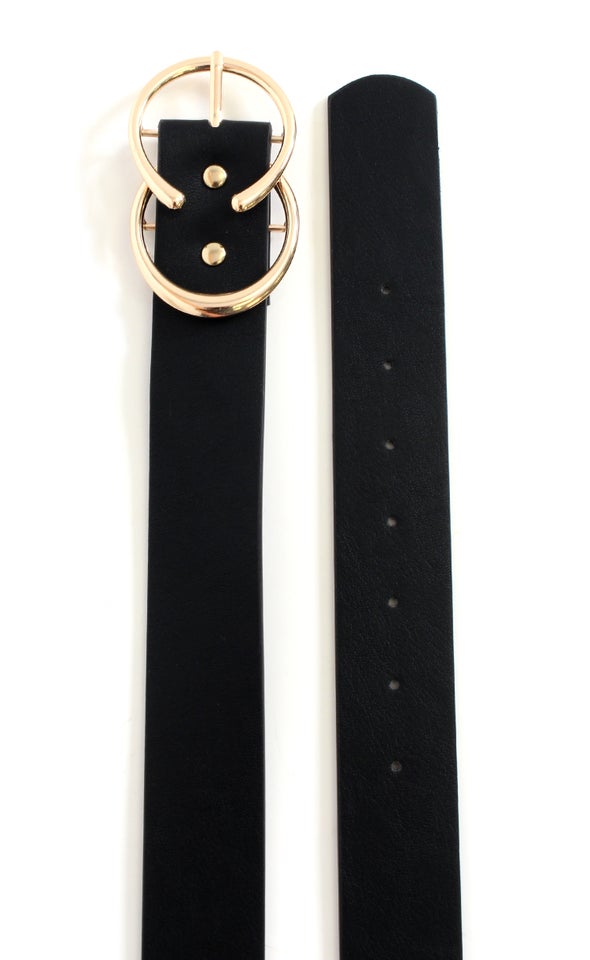 Open Ring Buckle Belt Black/gold