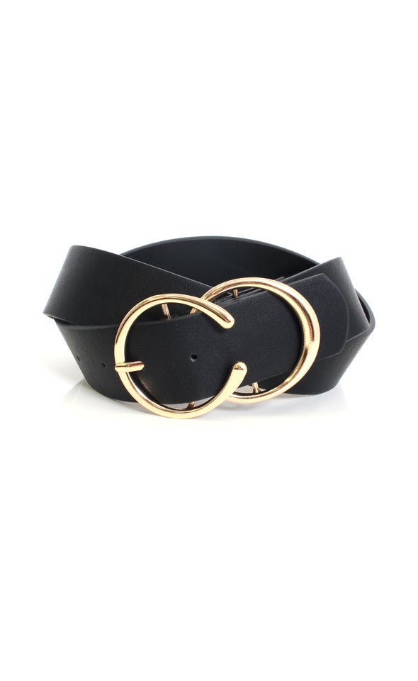 Open Ring Buckle Belt Black/gold