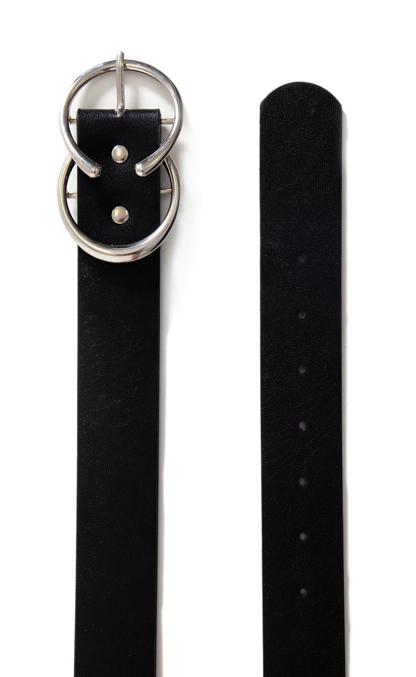 Open Ring Buckle Belt Silver/black