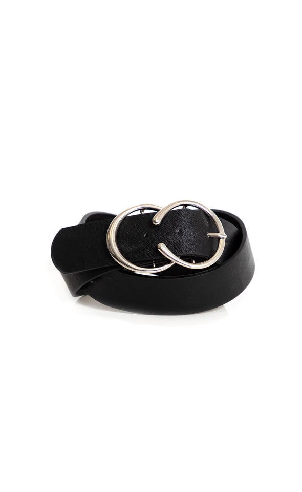 Open Ring Buckle Belt Silver/black