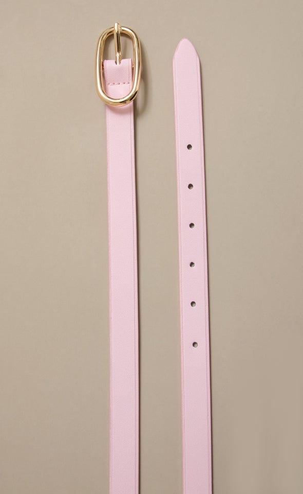 Oval Buckle Jean Belt Gold/blush