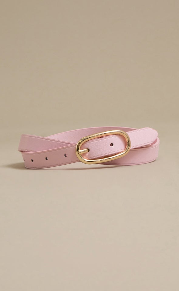 Oval Buckle Jean Belt Gold/blush