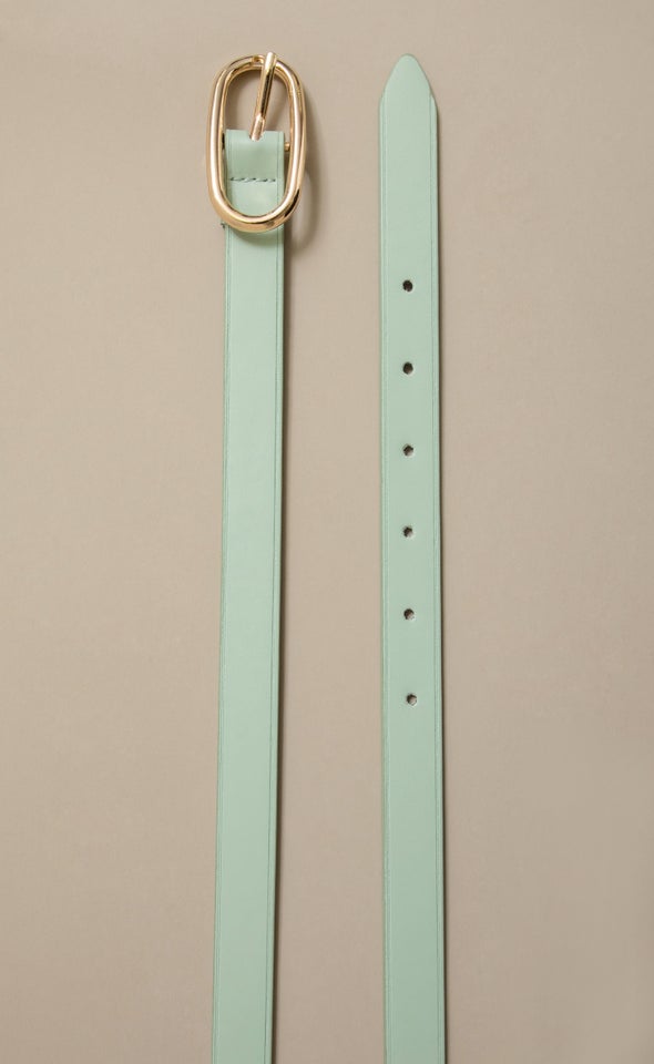 Oval Buckle Jean Belt Gold/seafoam