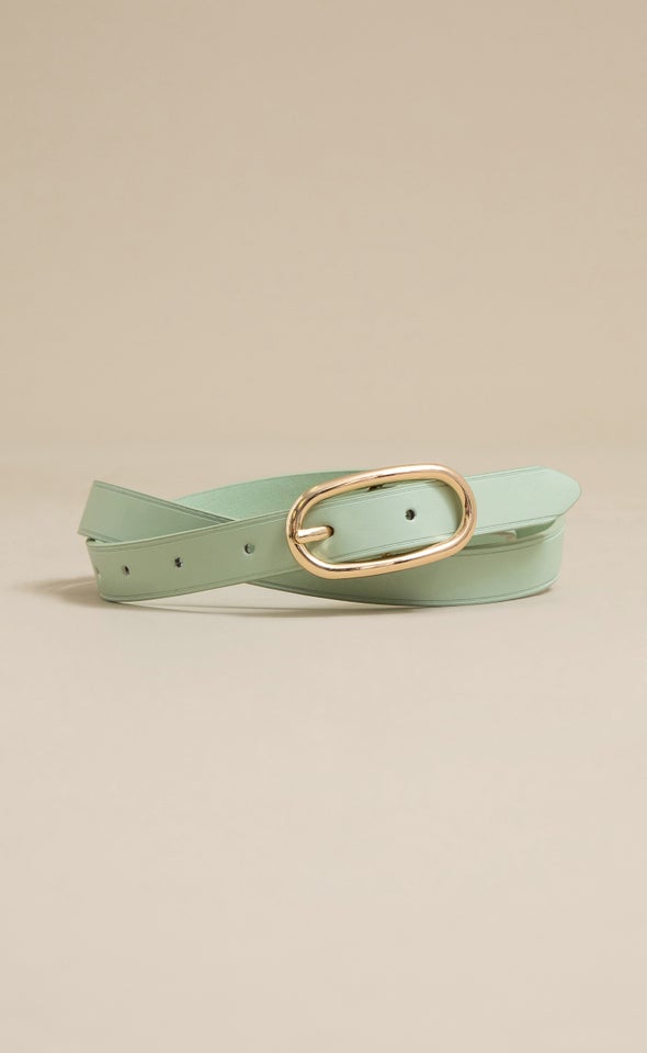 Oval Buckle Jean Belt Gold/seafoam
