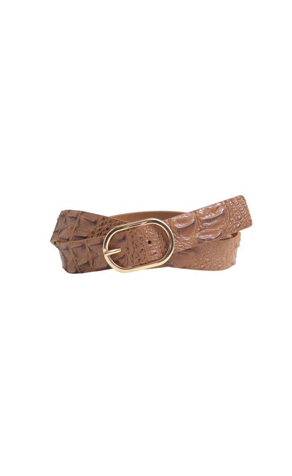 Oval Buckle Jean Belt Gold/tan