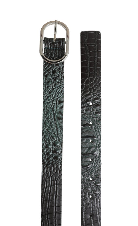 Oval Buckle Jean Belt Silver/khaki