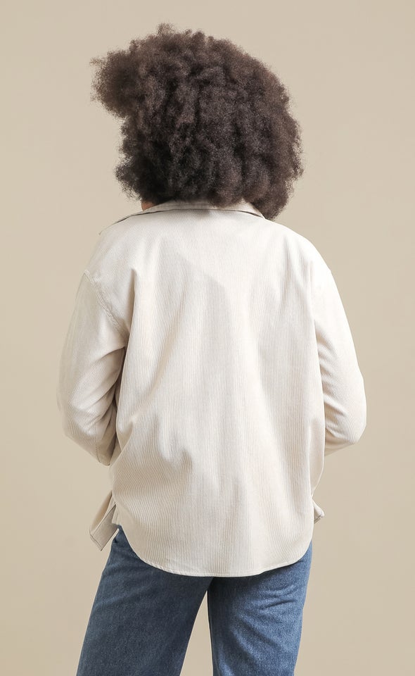 Oversized Corduroy Shirt Beige