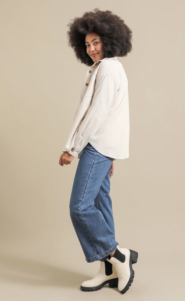 Oversized Corduroy Shirt Beige