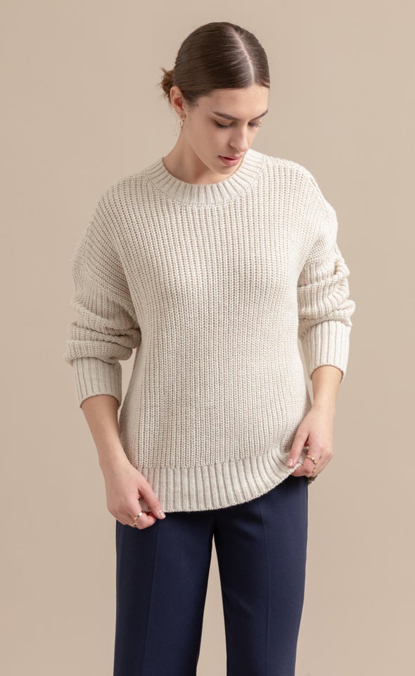 Oversized Ribbed Sweater Winter White/natural