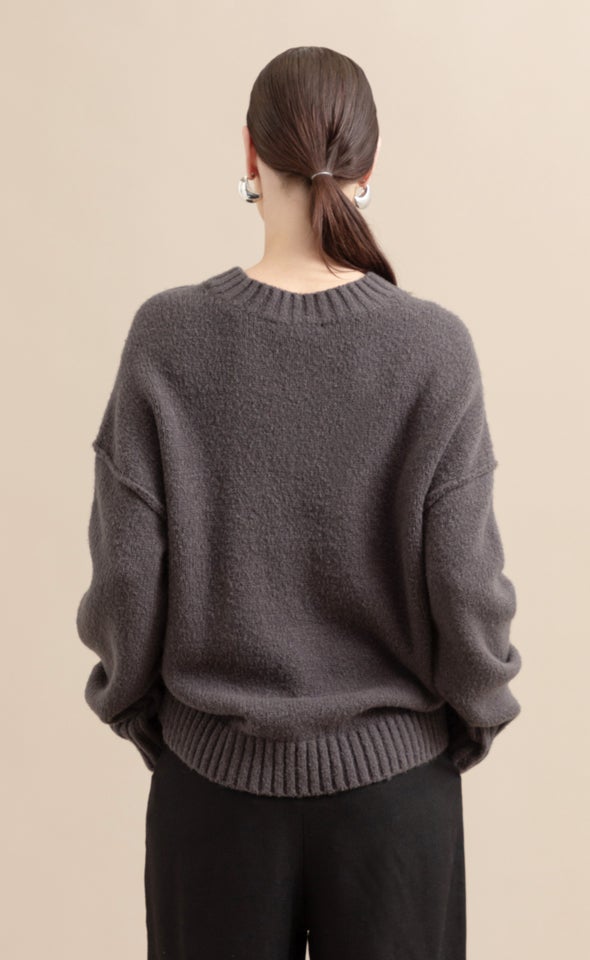Oversized Round Neck Sweater Charcoal