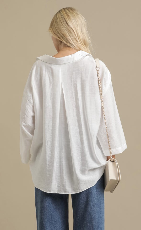 Oversized Textured Shirt White