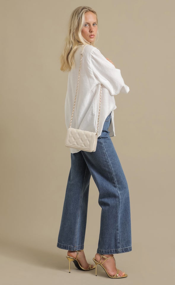 Oversized Textured Shirt White
