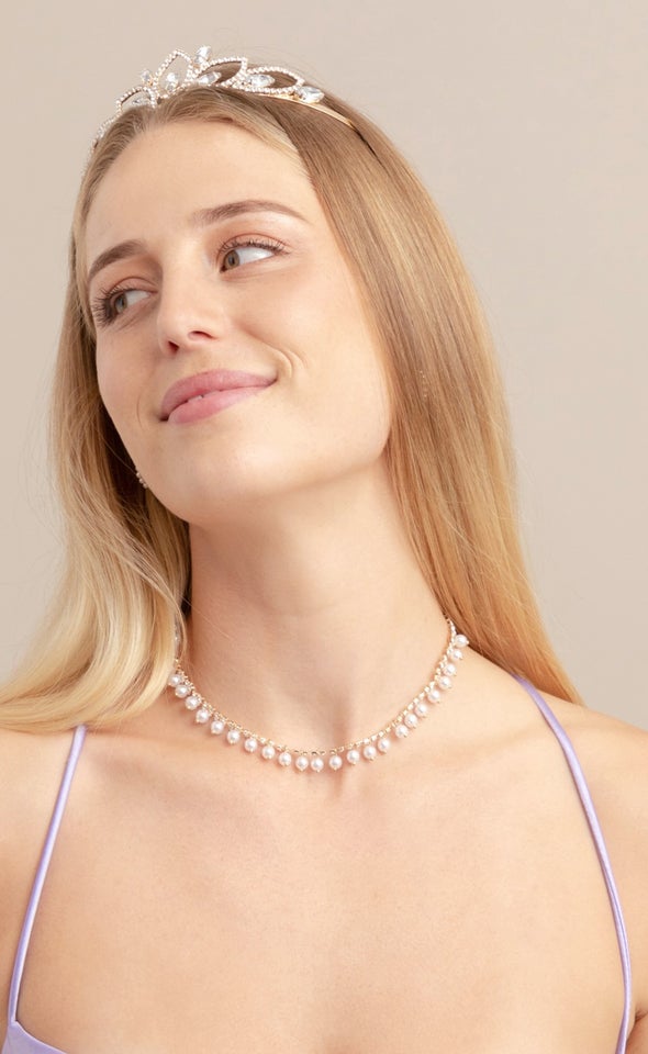 Pearl Drop Choker Gold/cream