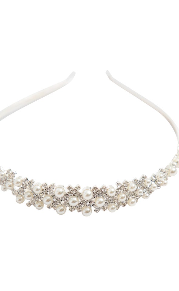 Pearl Jewel Headband Silver/cream