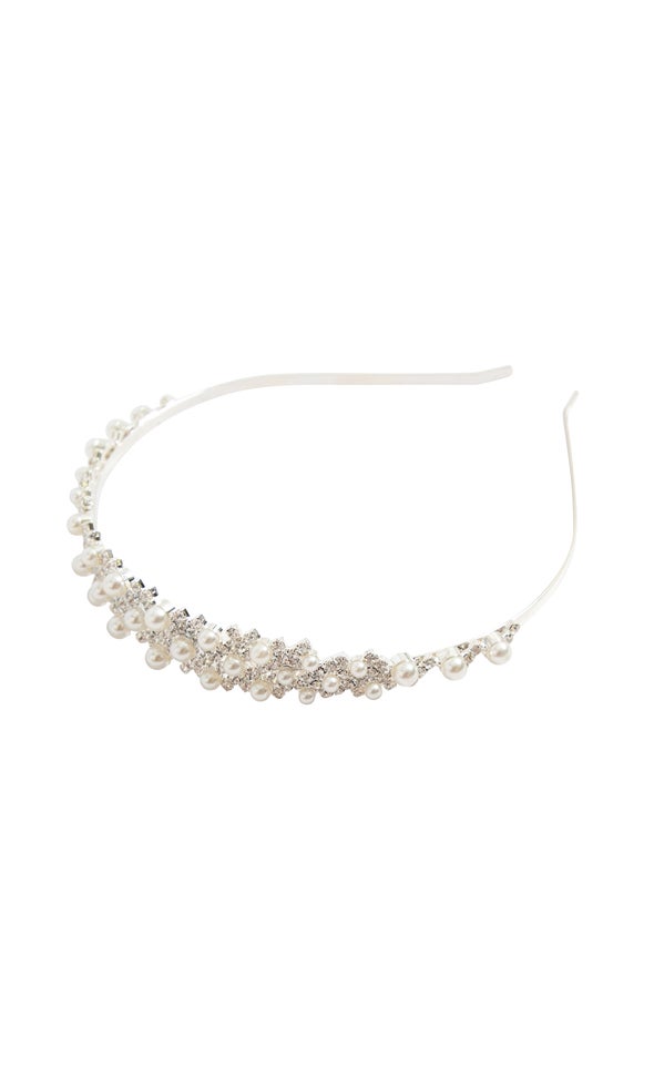 Pearl Jewel Headband Silver/cream