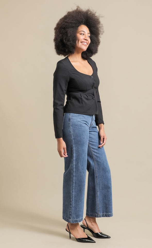 Peplum Detail Blazer Black