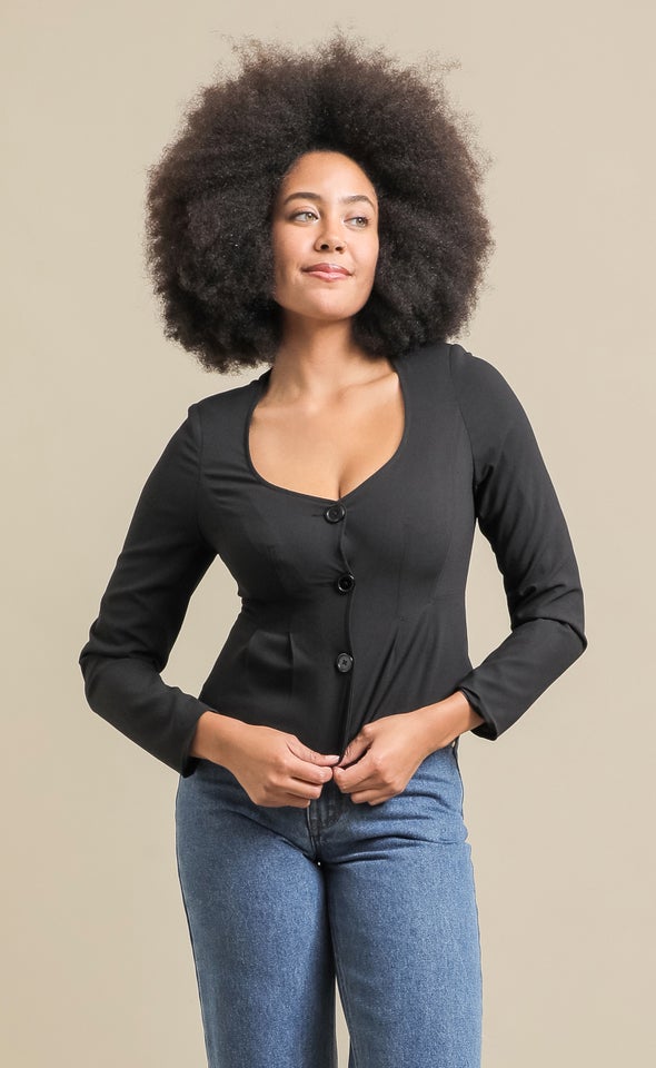 Peplum Detail Blazer Black