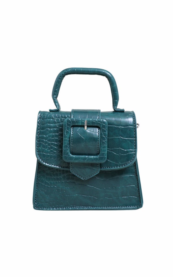 Petite Croc Handbag Emerald