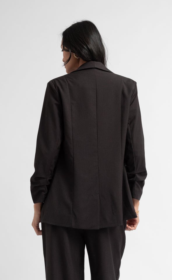 Pinstripe Blazer Black