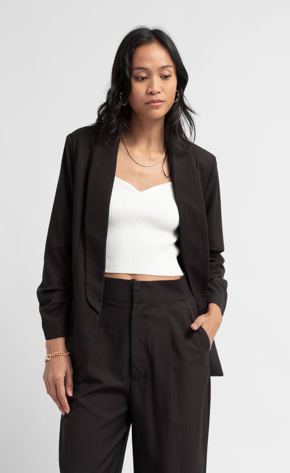 Pinstripe Blazer Black