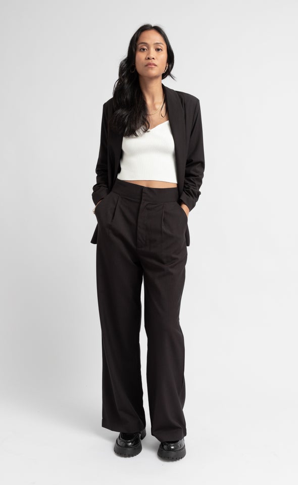 Pinstripe Tailored Pant Black