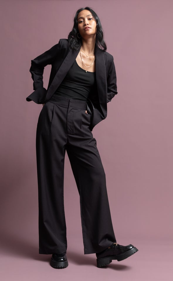 Pinstripe Tailored Pant Black