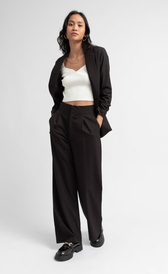 Pinstripe Tailored Pant Black