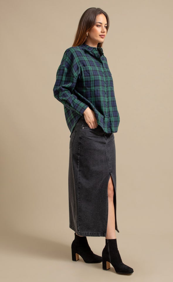 Plaid Flannel Overshirt Blue/green
