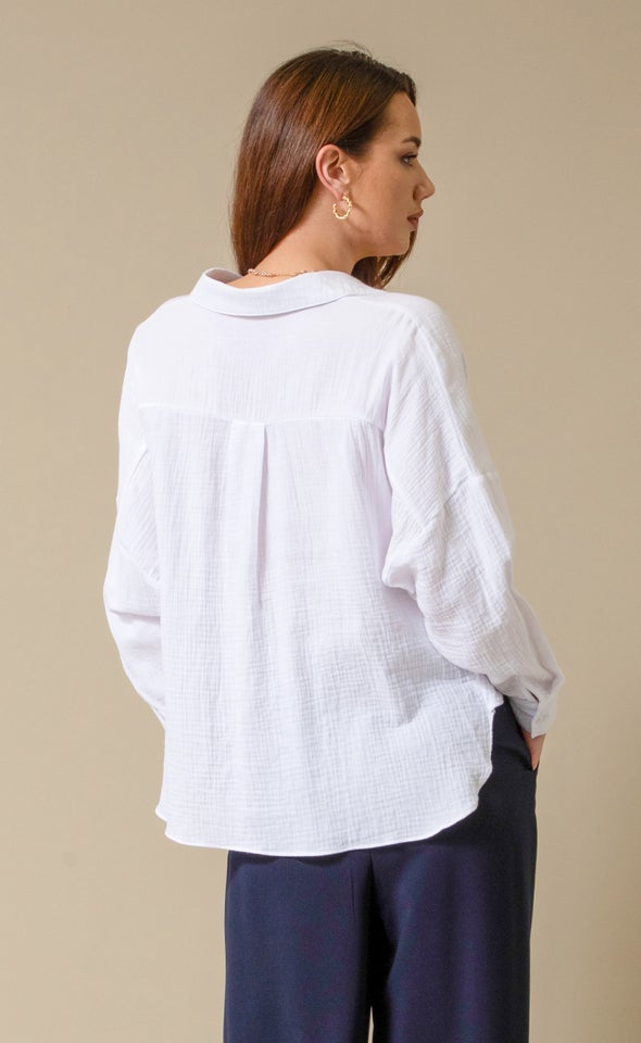Plain Dyed Shirt With Knot White
