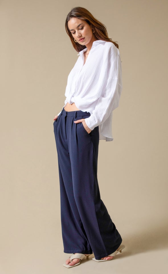 Plain Dyed Shirt With Knot White