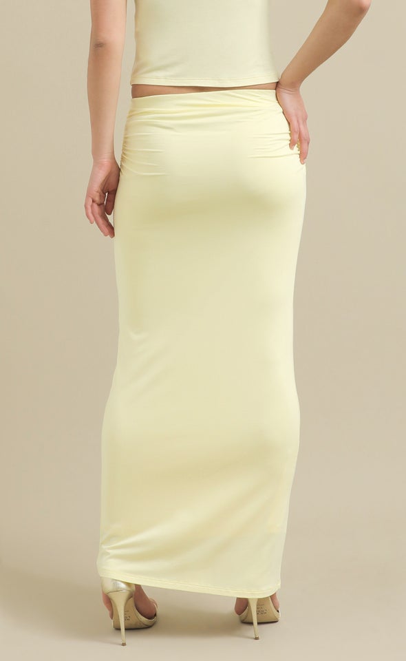 Plain Jersey Maxi Skirt Lemon