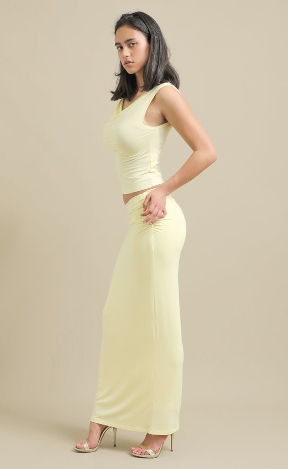 Plain Jersey Maxi Skirt Lemon