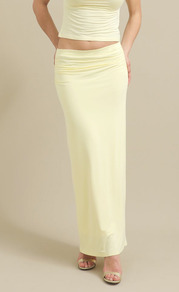 Plain Jersey Maxi Skirt Lemon