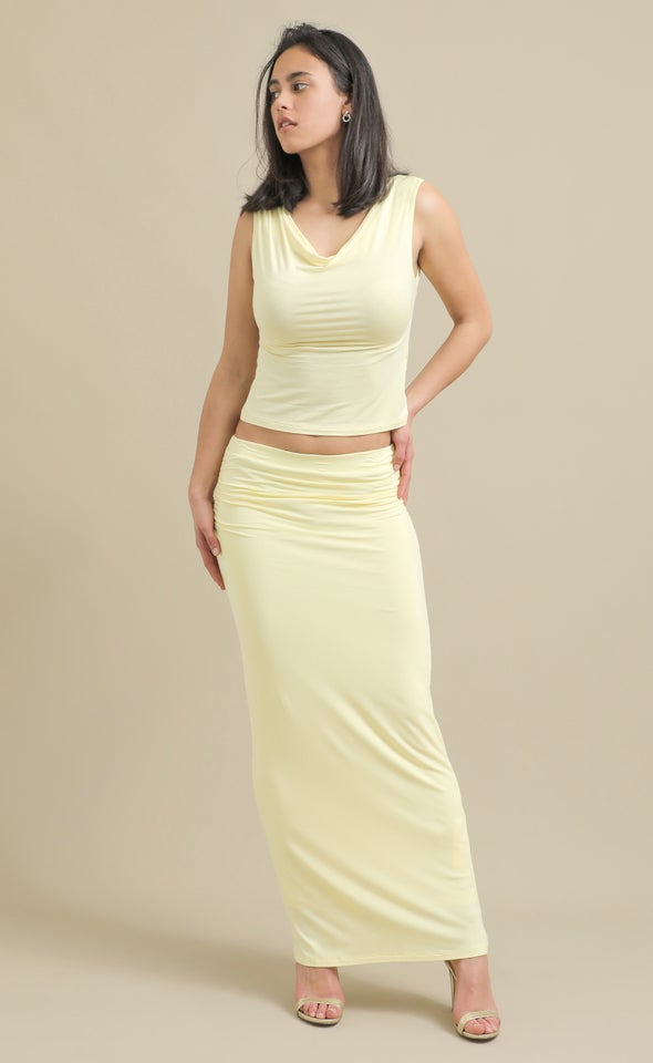 Plain Jersey Maxi Skirt Lemon