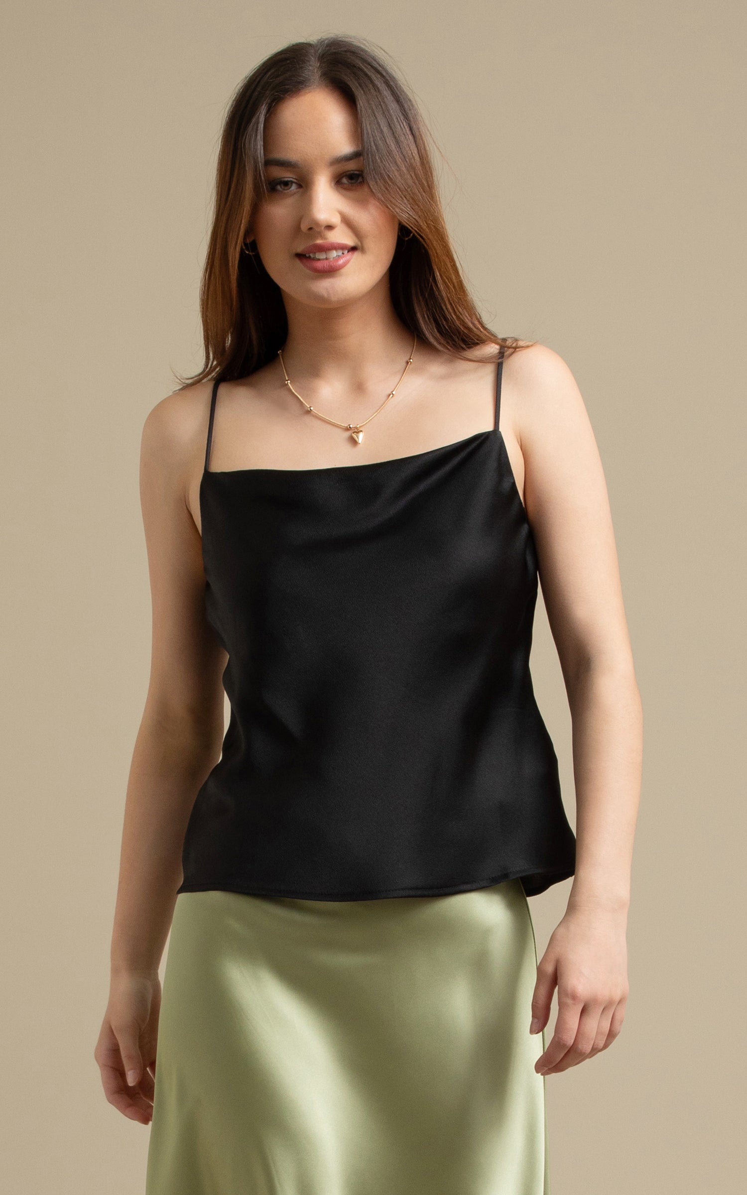 satin cami black