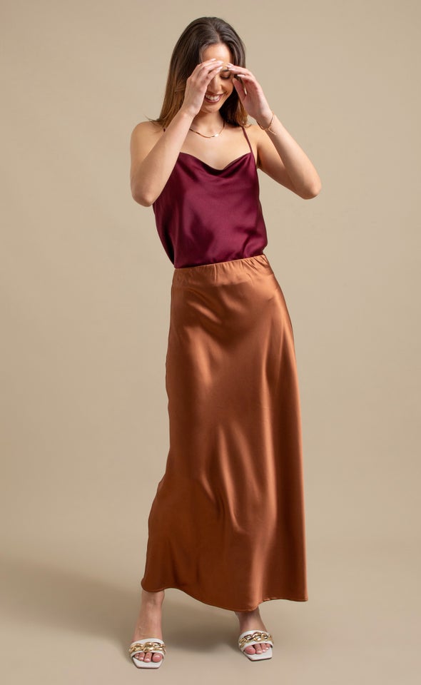Plain Satin Cami Burgundy