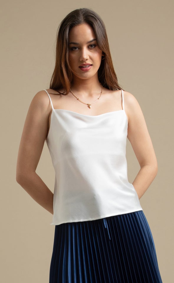 Plain Satin Cami White
