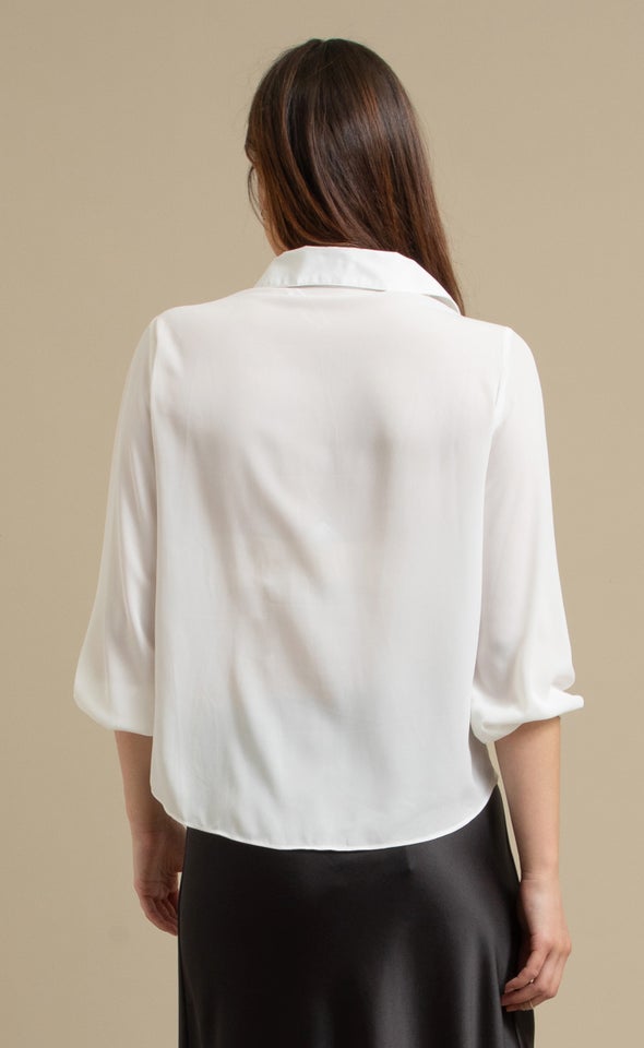 Plain Shirt with Knot White