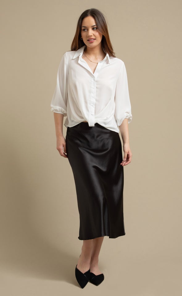 Plain Shirt with Knot White