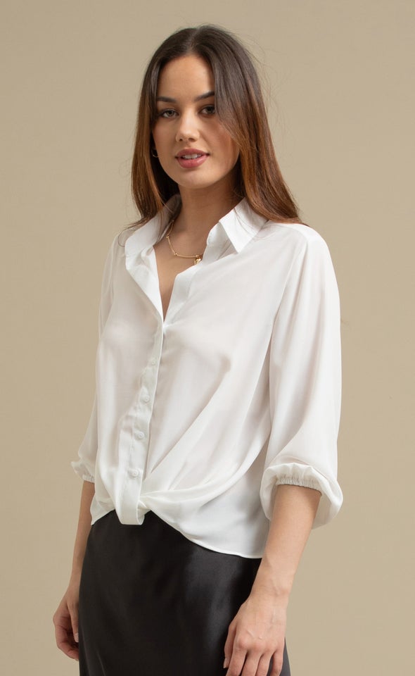Plain Shirt with Knot White