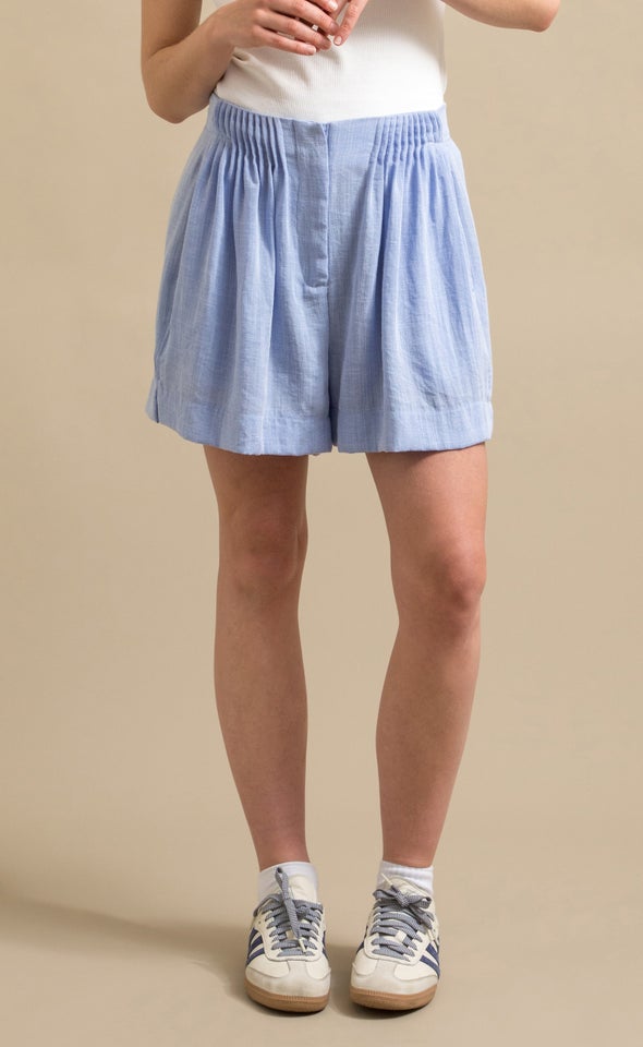 Pleat Detail Shorts Cornflower