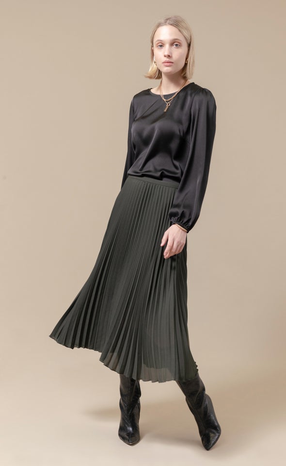 Pleated CDC Skirt New Olive