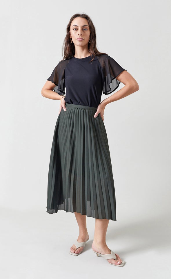 Pleated CDC Skirt New Olive